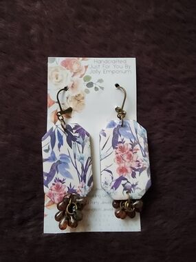 Floral Drop Earrings in Purple and Pink $6 NWOT